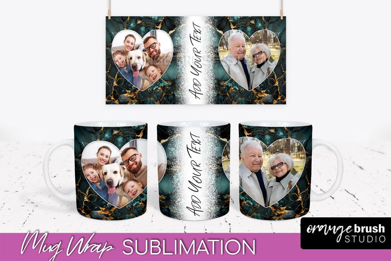 Add Your Photo Mug Wrap - Marble Mug Sublimation Design Sublimation OrangeBrushStudio 