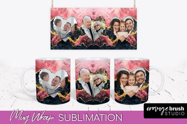 Add Your Photo Mug Wrap - Marble Mug Sublimation Design Sublimation OrangeBrushStudio 