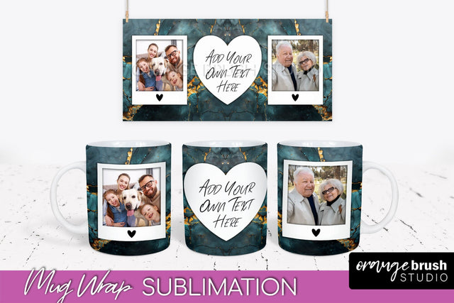 Add Your Photo Mug Wrap - Marble Mug Sublimation Design Sublimation OrangeBrushStudio 