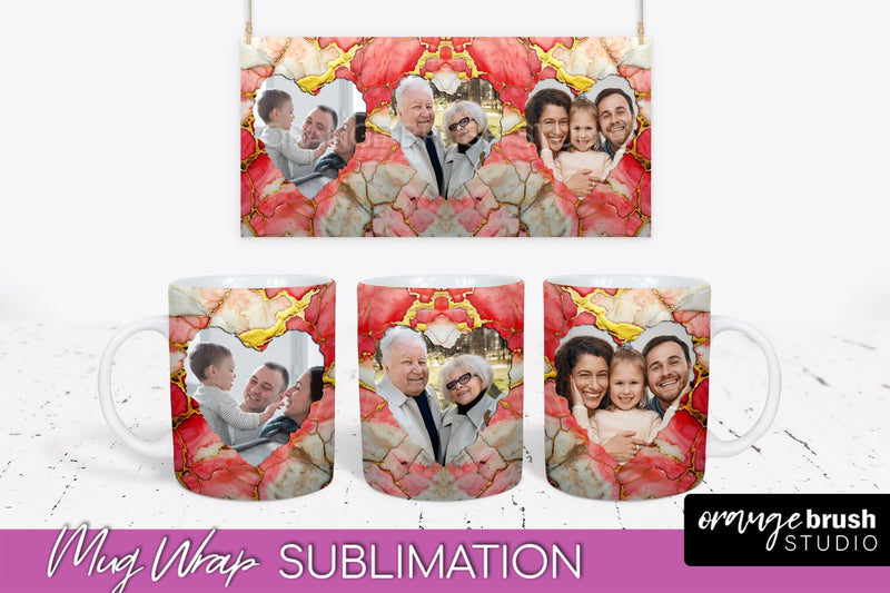 Add Your Photo Mug Wrap - Marble Mug Sublimation Design Sublimation OrangeBrushStudio 