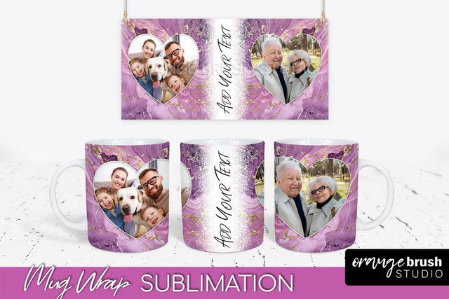 Add Your Photo Mug Wrap - Marble Mug Sublimation Design Sublimation OrangeBrushStudio 