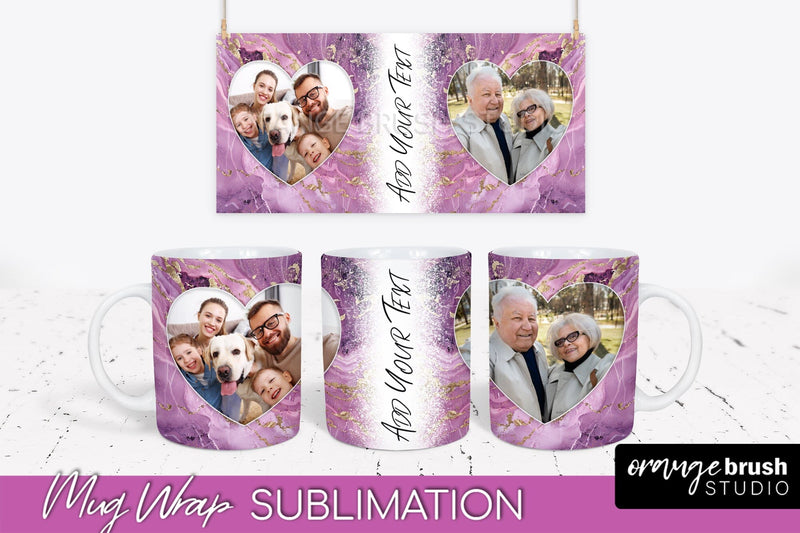 Add Your Photo Mug Wrap - Marble Mug Sublimation Design Sublimation OrangeBrushStudio 
