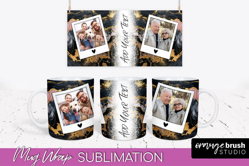 Add Your Photo Mug Wrap - Marble Mug Sublimation Design Sublimation OrangeBrushStudio 