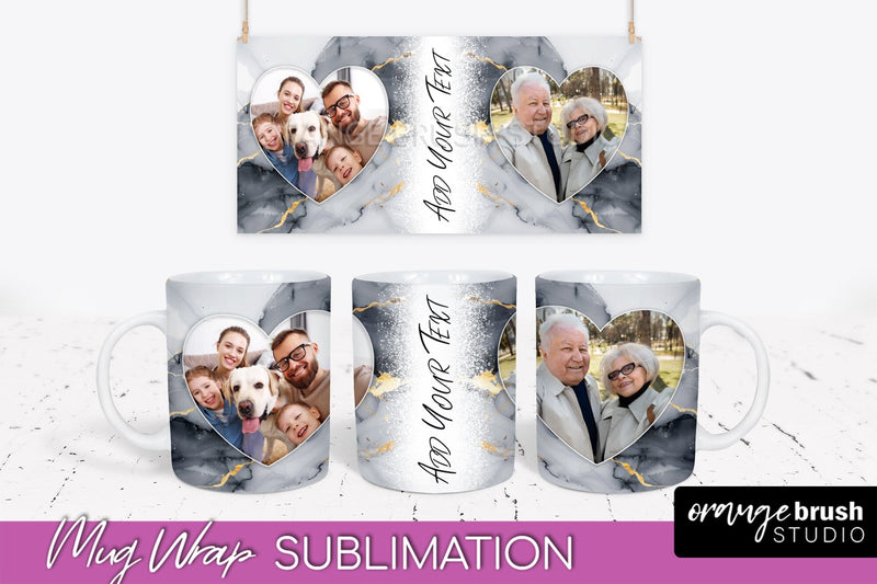 Add Your Photo Mug Wrap - Marble Mug Sublimation Design Sublimation OrangeBrushStudio 