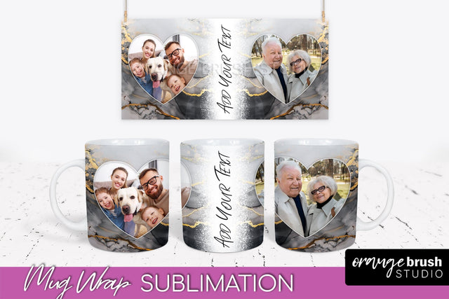 Add Your Photo Mug Wrap - Marble Mug Sublimation Design Sublimation OrangeBrushStudio 