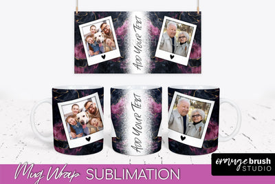 Add Your Photo Mug Wrap - Marble Mug Sublimation Design Sublimation OrangeBrushStudio 