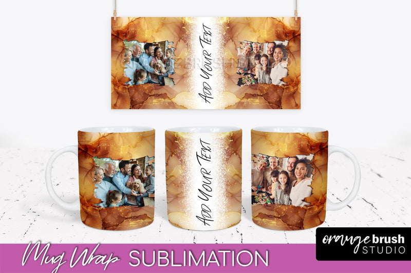 Add Your Photo Mug Wrap - Marble Mug Sublimation Design Sublimation OrangeBrushStudio 