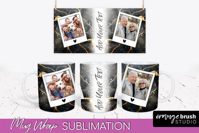 Add Your Photo Mug Wrap - Marble Mug Sublimation Design Sublimation OrangeBrushStudio 