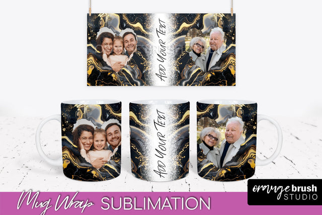 Add Your Photo Mug Wrap - Marble Mug Sublimation Design Sublimation OrangeBrushStudio 
