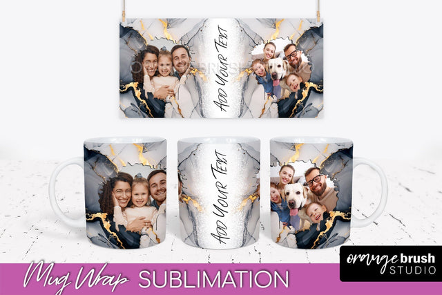 Add Your Photo Mug Wrap - Marble Mug Sublimation Design Sublimation OrangeBrushStudio 