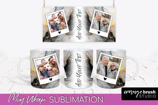 Add Your Photo Mug Wrap - Marble Mug Sublimation Design Sublimation OrangeBrushStudio 