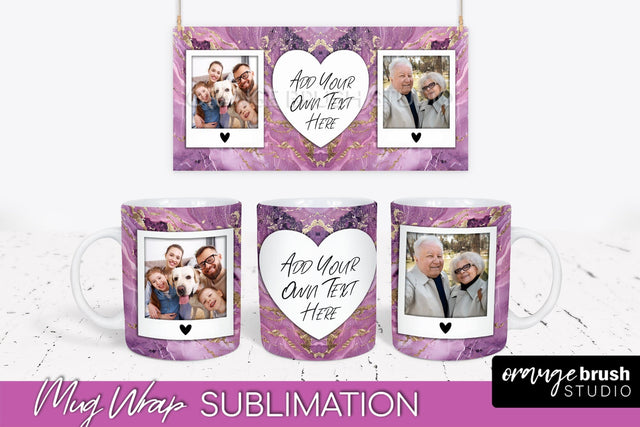 Add Your Photo Mug Wrap - Marble Mug Sublimation Design Sublimation OrangeBrushStudio 