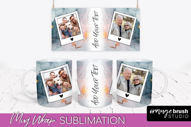 Add Your Photo Mug Wrap - Marble Mug Sublimation Design Sublimation OrangeBrushStudio 