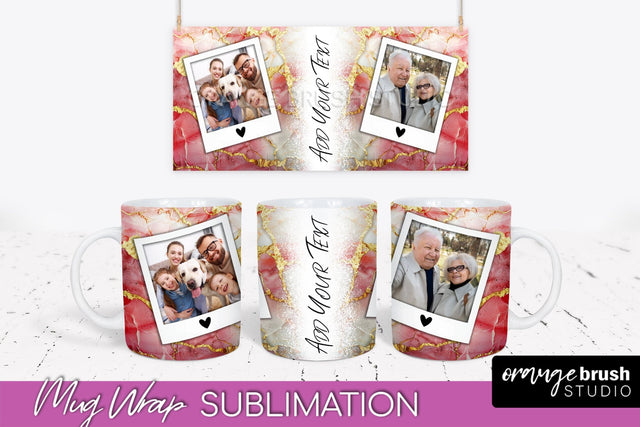 Add Your Photo Mug Wrap - Marble Mug Sublimation Design Sublimation OrangeBrushStudio 