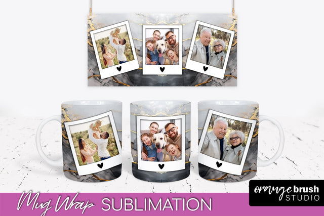 Add Your Photo Mug Wrap - Marble Mug Sublimation Design Sublimation OrangeBrushStudio 