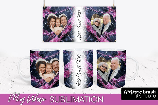 Add Your Photo Mug Wrap - Marble Mug Sublimation Design Sublimation OrangeBrushStudio 