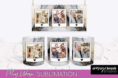 Add Your Photo Mug Wrap - Marble Mug Sublimation Design Sublimation OrangeBrushStudio 