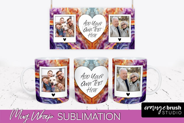 Add Your Photo Mug Wrap - Marble Mug Sublimation Design Sublimation OrangeBrushStudio 