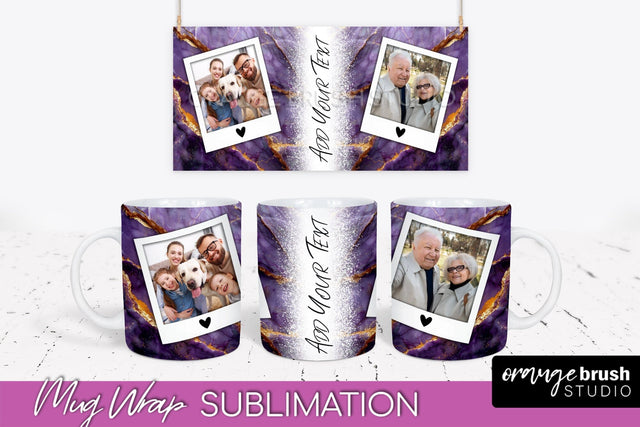Add Your Photo Mug Wrap - Marble Mug Sublimation Design Sublimation OrangeBrushStudio 