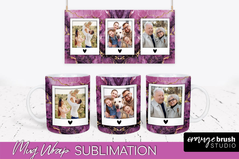 Add Your Photo Mug Wrap - Marble Mug Sublimation Design Sublimation OrangeBrushStudio 