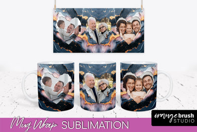 Add Your Photo Mug Wrap - Marble Mug Sublimation Design Sublimation OrangeBrushStudio 