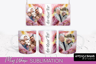 Add Your Photo Mug Wrap - Marble Mug Sublimation Design Sublimation OrangeBrushStudio 