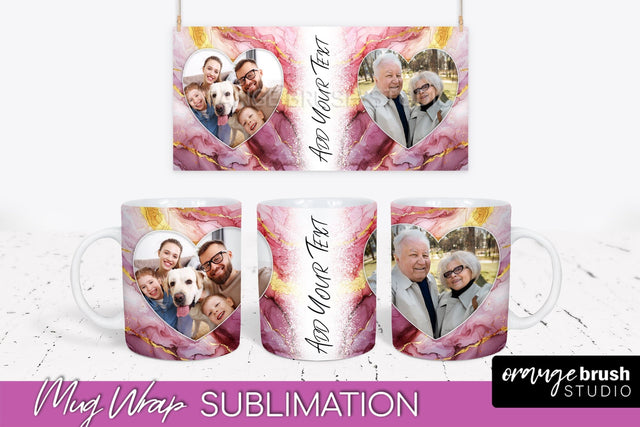 Add Your Photo Mug Wrap - Marble Mug Sublimation Design Sublimation OrangeBrushStudio 