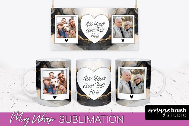 Add Your Photo Mug Wrap - Marble Mug Sublimation Design Sublimation OrangeBrushStudio 