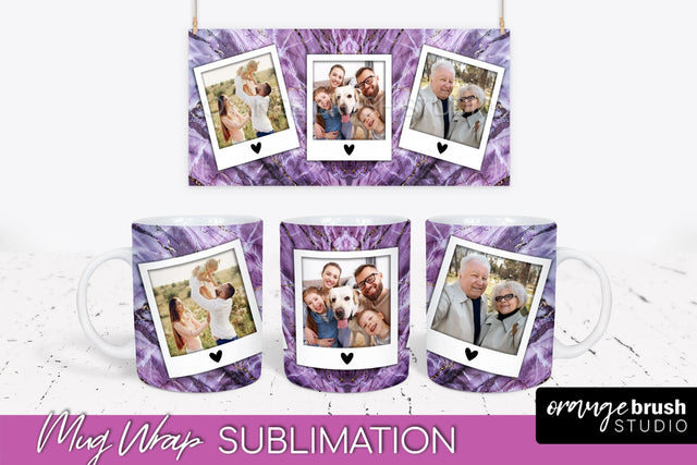 Add Your Photo Mug Wrap - Marble Mug Sublimation Design Sublimation OrangeBrushStudio 