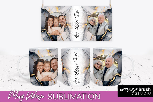 Add Your Photo Mug Wrap - Marble Mug Sublimation Design Sublimation OrangeBrushStudio 