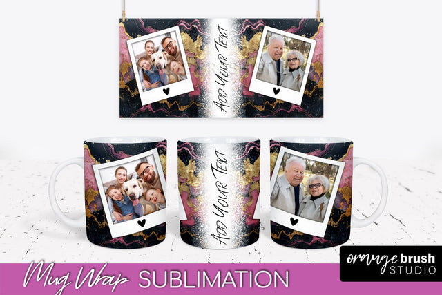 Add Your Photo Mug Wrap - Marble Mug Sublimation Design Sublimation OrangeBrushStudio 