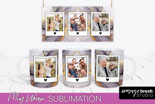 Add Your Photo Mug Wrap - Marble Mug Sublimation Design Sublimation OrangeBrushStudio 