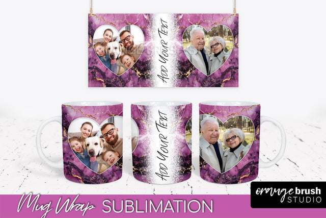 Add Your Photo Mug Wrap - Marble Mug Sublimation Design Sublimation OrangeBrushStudio 