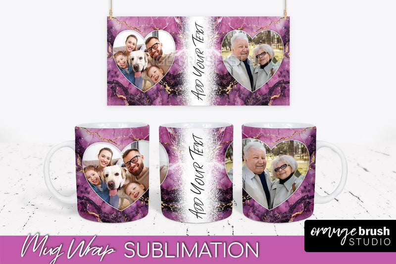 Add Your Photo Mug Wrap - Marble Mug Sublimation Design Sublimation OrangeBrushStudio 
