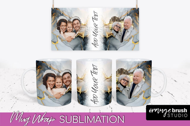 Add Your Photo Mug Wrap - Marble Mug Sublimation Design Sublimation OrangeBrushStudio 