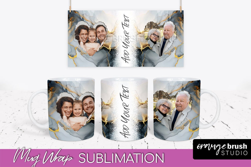 Add Your Photo Mug Wrap - Marble Mug Sublimation Design Sublimation OrangeBrushStudio 