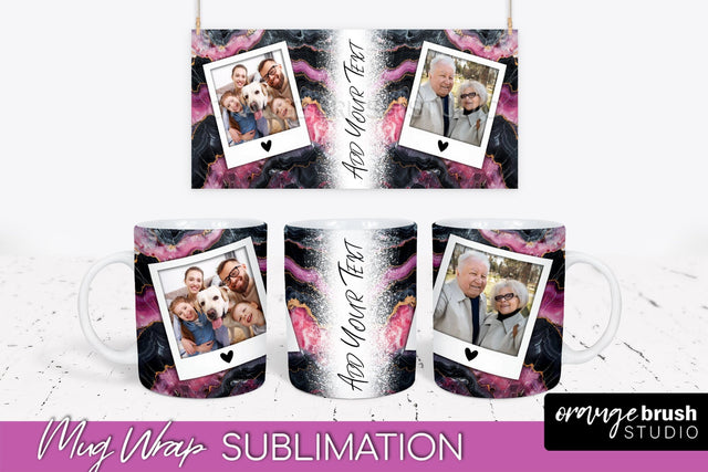 Add Your Photo Mug Wrap - Marble Mug Sublimation Design Sublimation OrangeBrushStudio 