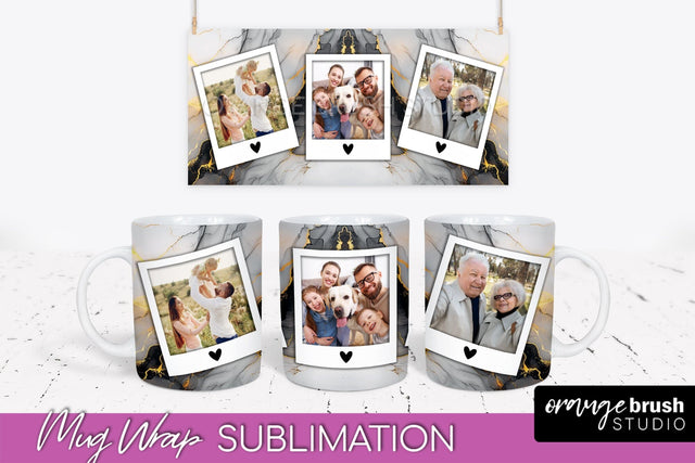 Add Your Photo Mug Wrap - Marble Mug Sublimation Design Sublimation OrangeBrushStudio 