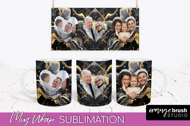 Add Your Photo Mug Wrap - Marble Mug Sublimation Design Sublimation OrangeBrushStudio 