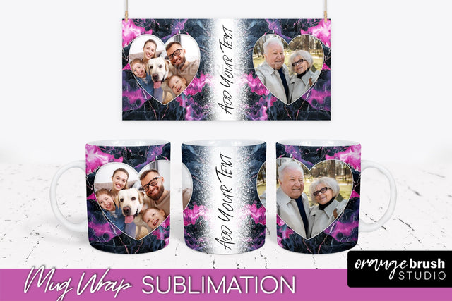 Add Your Photo Mug Wrap - Marble Mug Sublimation Design Sublimation OrangeBrushStudio 