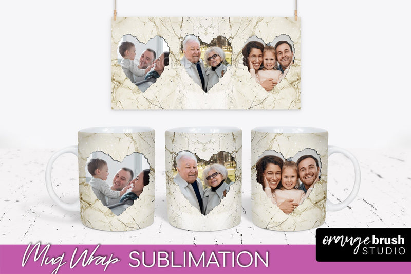 Add Your Photo Mug Wrap - Marble Mug Sublimation Design Sublimation OrangeBrushStudio 