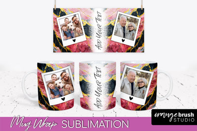 Add Your Photo Mug Wrap - Marble Mug Sublimation Design Sublimation OrangeBrushStudio 