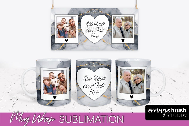 Add Your Photo Mug Wrap - Marble Mug Sublimation Design Sublimation OrangeBrushStudio 