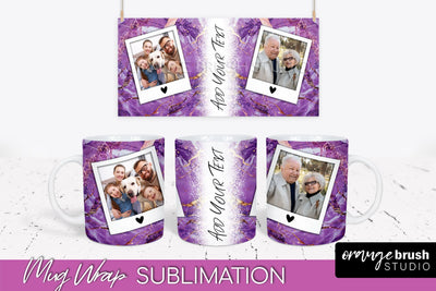 Add Your Photo Mug Wrap - Marble Mug Sublimation Design Sublimation OrangeBrushStudio 