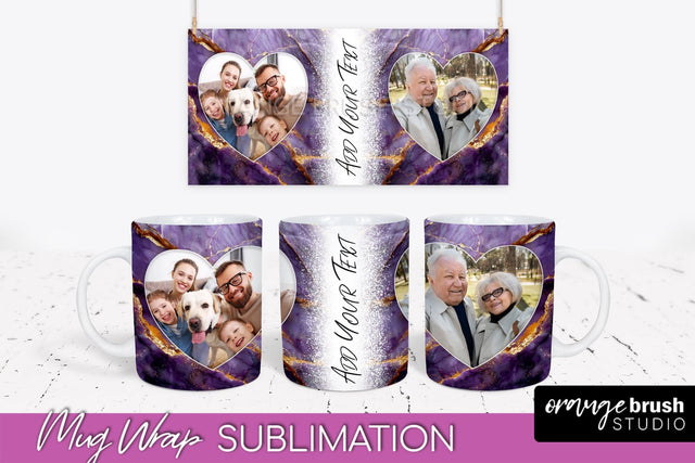 Add Your Photo Mug Wrap - Marble Mug Sublimation Design Sublimation OrangeBrushStudio 