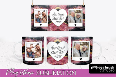 Add Your Photo Mug Wrap - Marble Mug Sublimation Design Sublimation OrangeBrushStudio 