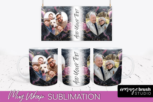 Add Your Photo Mug Wrap - Marble Mug Sublimation Design Sublimation OrangeBrushStudio 