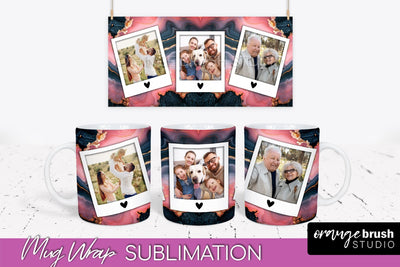Add Your Photo Mug Wrap - Marble Mug Sublimation Design Sublimation OrangeBrushStudio 
