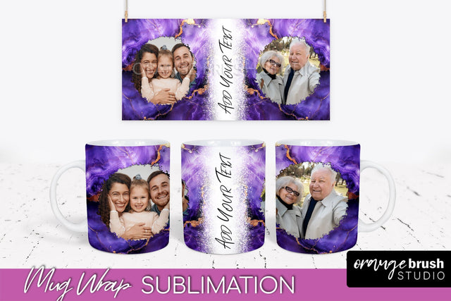Add Your Photo Mug Wrap - Marble Mug Sublimation Design Sublimation OrangeBrushStudio 