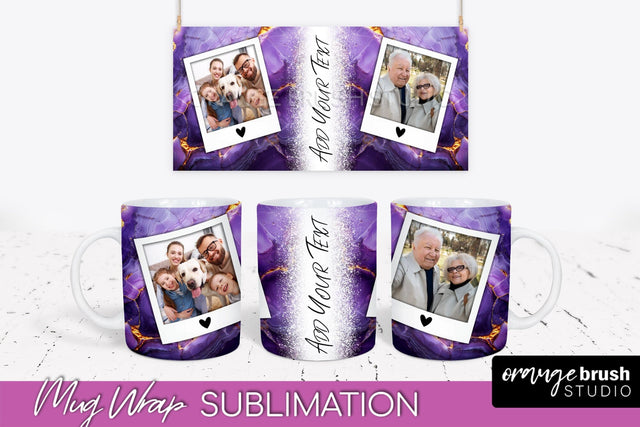 Add Your Photo Mug Wrap - Marble Mug Sublimation Design Sublimation OrangeBrushStudio 